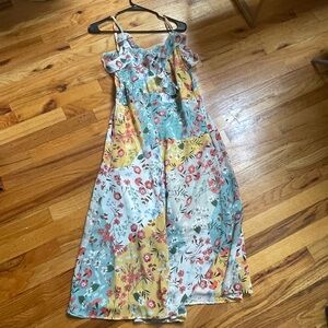 QED London Blue Pink Spaghetti Strap Sundress
